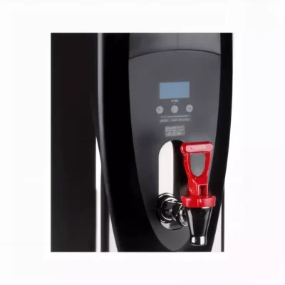 Black water dispenser with red tap